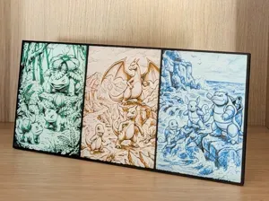 Kanto Starter Evolutions Pokemon Hueforge & Frame