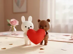 Bunny and Bear Love Figure