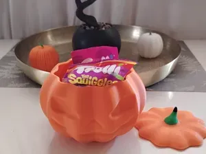 Halloween Pumpkin Candy Bowl & LED Lantern