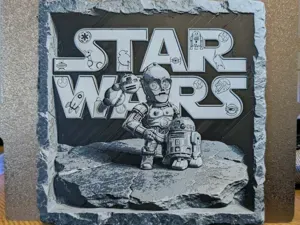 Slate style c3po and r2d2 Hueforge