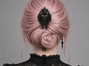 Goth Sacred Heart Rose Baroque Hair Comb for Bun