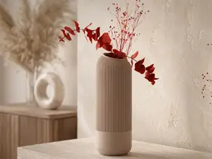 Japandi Ribbed Vase - Modern Home Decor