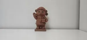 Waving Teddy Bear with Gift Box Christmas Figure