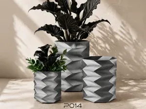 PO14 Sculptural Planter: Chevron Flow