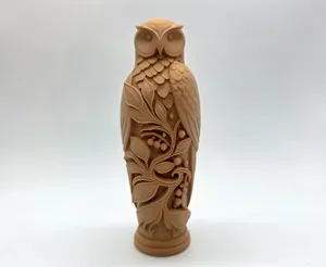 Carved Owl on Olive Branch Sculpture