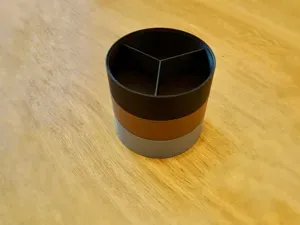 Stackable storage box Ø 80mm with 3 sections