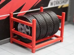 Miniature Car Tire Rack for diorama, scale 1:18