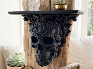 Baroque Skull Memento Mori Ledge Shelf