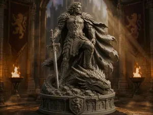 Dragon Slayer Warrior-Epic Fantasy Knight Statue