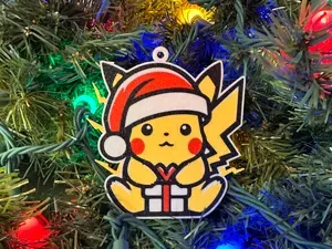 Pikachu Holding Present Christmas Ornament