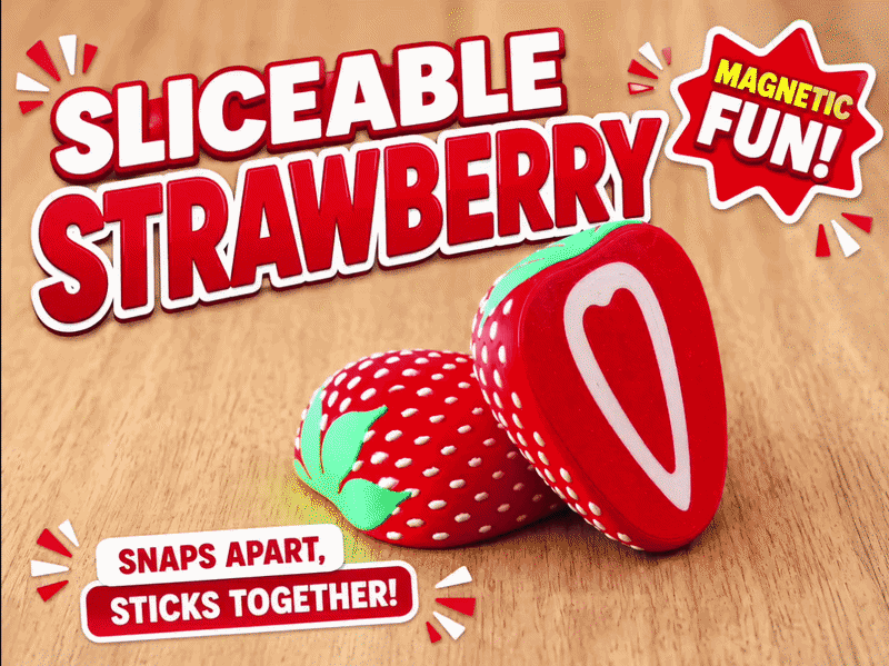 Sliceable magnetic strawberry