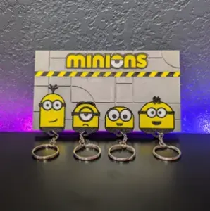 Minions-Themed Keychain Set & Magnetic Wall Holder