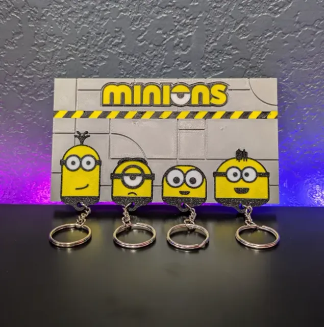 Minions-Themed Keychain Set & Magnetic Wall Holder