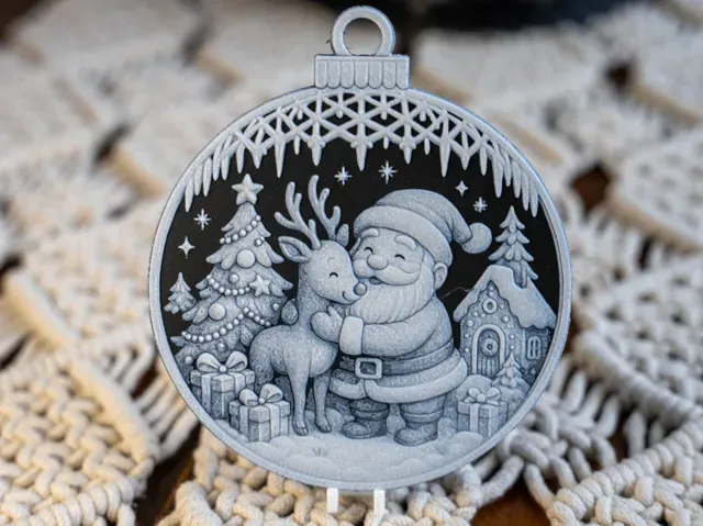Christmas Bauble / Ornament Santa with Reindeer — Фото 4 из 6