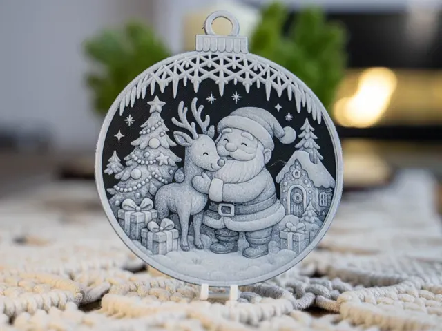 Christmas Bauble / Ornament Santa with Reindeer — Фото 5 из 6