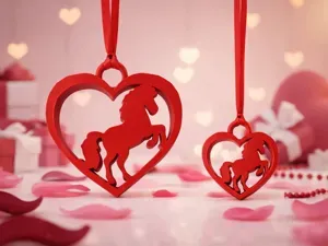 Heart Horse Ornament Set