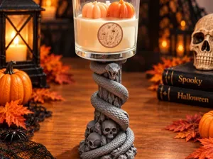 Halloween Snake and Skulls Candle Holder