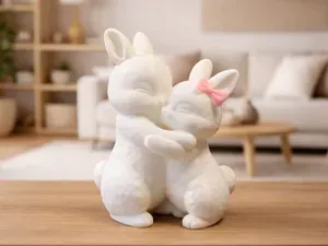 Kuschelnde Hasen mit Schleife