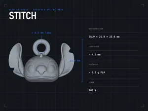Stitch Head Keychain — 36 mm Chibi Charm