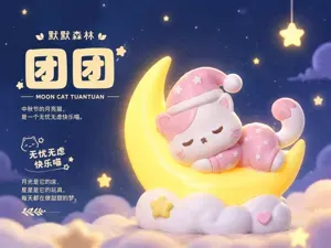原创IP-默默森林丨中秋月亮猫 团团 - 全分件