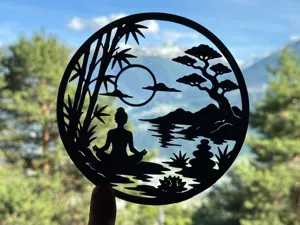 Zen meditating 2d wall art decoration
