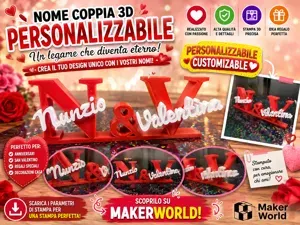 Lettera 3D customize coppia nome incastro no ams