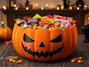 Spooky Halloween Jack-o'-lantern Candy Bowl