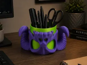 Skull Ram Pen Holder | Fantasy Organizer