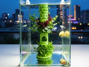 《竹之柱》多层水草定植篮/鱼虾躲避屋  任意组合高度可调  生态鱼缸造景|单色无支撑