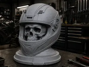 Racing Skull Helmet Bust