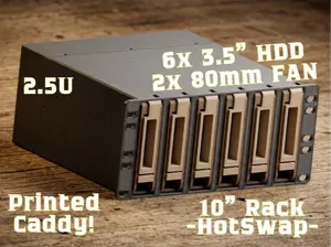 10" Rack 2.5U 6x 3.5" hotswap HDD module with fans