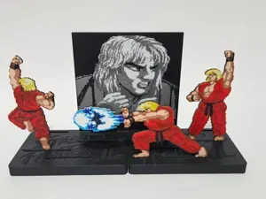 Ken Street Fighter 2 Pixel Art Figure