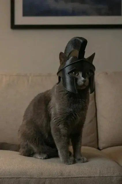 Spartan Warrior Cat Helmet — Image 3 of 3