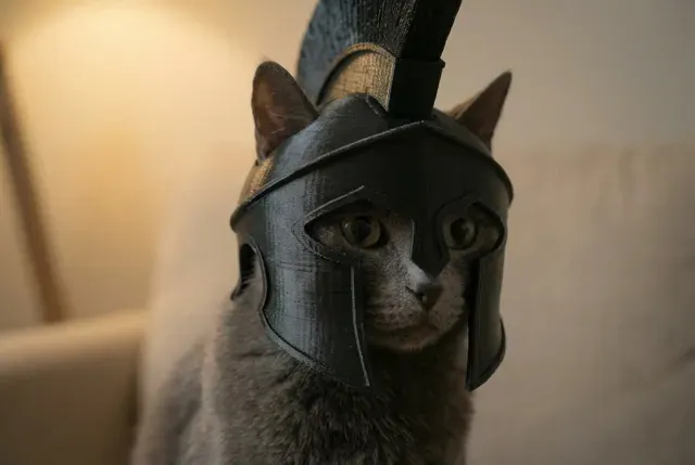Spartan Warrior Cat Helmet — Image 2 of 3