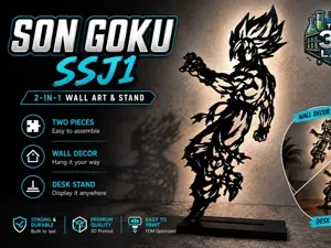 Son Goku SSJ1 – 2-in-1 Wall Art & Display Stand