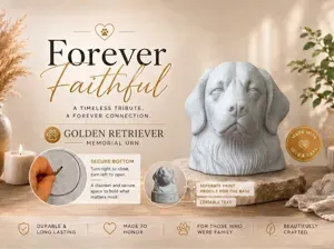 Golden Retriever Head Urn with Twist-Lock Bottom