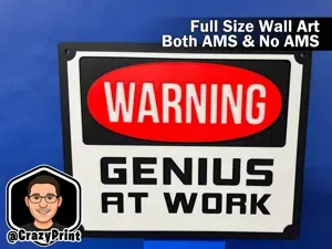 GENIUS AT WORK Funny Sign / Wall Art -No AMS