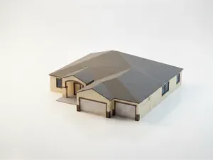 Grey House Building Architecture Model