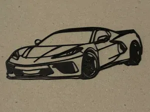 C8 corvette wall art silhouette