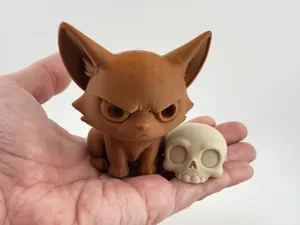 Angry Kawaii Fox & Cute Skull toy Miniatures