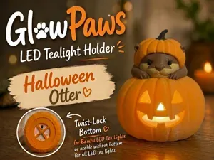 Otter GlowPaws Tealight Holder Pumpkin
