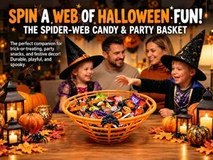 Spider Web Halloween Candy Basket