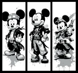 Fan Art Set of 3 Bookmarks - Mickey Mouse dressed as a Pirate - Hueforge art