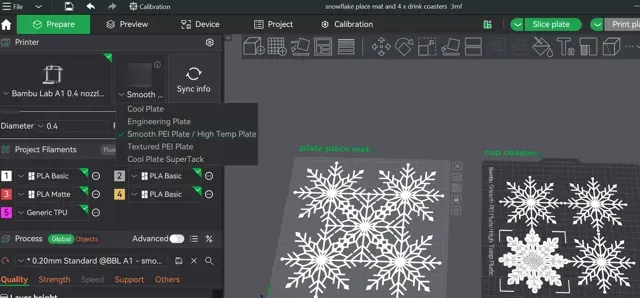 Snowflake Place Mat & 4 x Drink Coasters — Фото 5 из 7