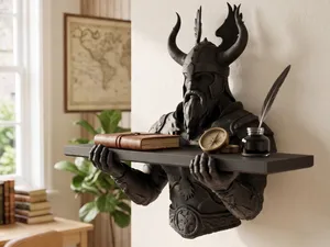 Nordic Viking Warrior Wall Shelf