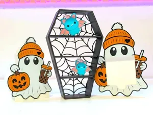 9" Spider Web Coffin Shelf | Halloween Display