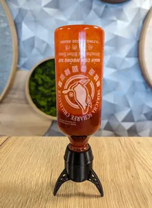Inverted Bottle Stand for Sriracha-Sauce