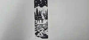 Monochrome Reindeer Winter Forest Bookmark