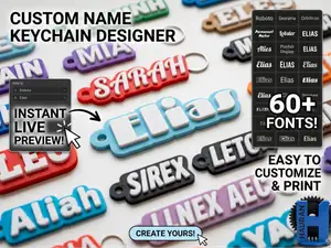 Name Tag Keychains - Instant Font Preview!