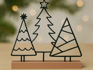 Minimalist 3D Printed Christmas Tree Trio